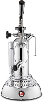 La Pavoni PSW-16 Stradivari Lever Espresso Machine -16-Cup Capacity - Chrome Finish with Elegant Wood Handles - 38-Ounce Solid Brass Boiler - Dual Frothing System & Piston Lever Design - Made in Italy