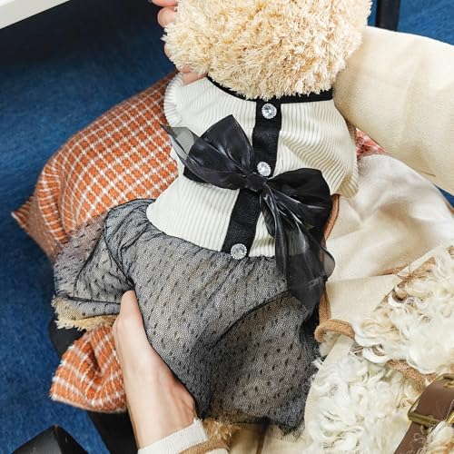 Fnaobai Tutu-Kleid für Hunde, Welpen, Sommer, Schleife, Katze, Vintage, Spitzenrock, Tank-Top, Frühlingskleidung, Outfits für kleine, mittelgroße Hunde und Katzen
