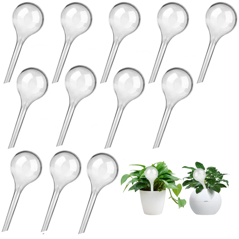 12 Pièce Globes d'arrosage, Petits Automatique Boule d'irrigation en Plastique Bulbes Goute à Goute Arrosage Plante Vacances pour Arrosage Plante Interieur Fleurs Jardin en Pot (Transparent)