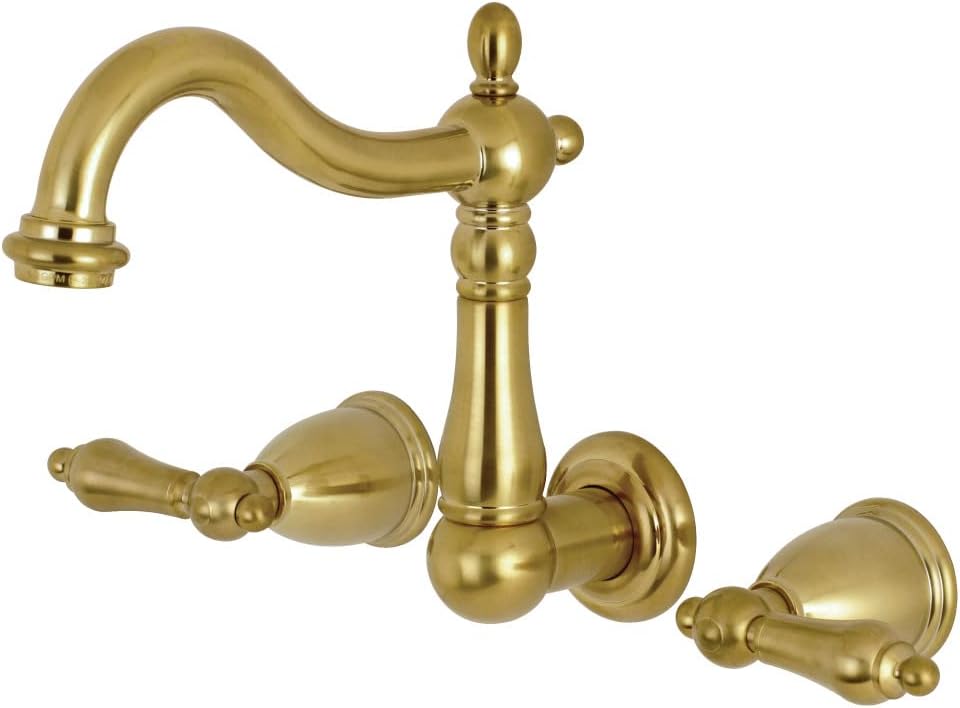 Kingston Brass KS1257AL 8-Inch Center Wall Mount Bathroom Faucet, Brushed Brass