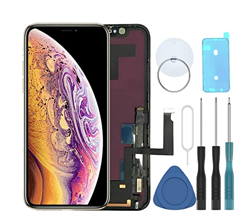 ZTR for iPhone 10R XR 6.1 inch Complete LCD Screen Display Replacement Touchscreen with Waterproof Frame Adhesive Repair Kit Black