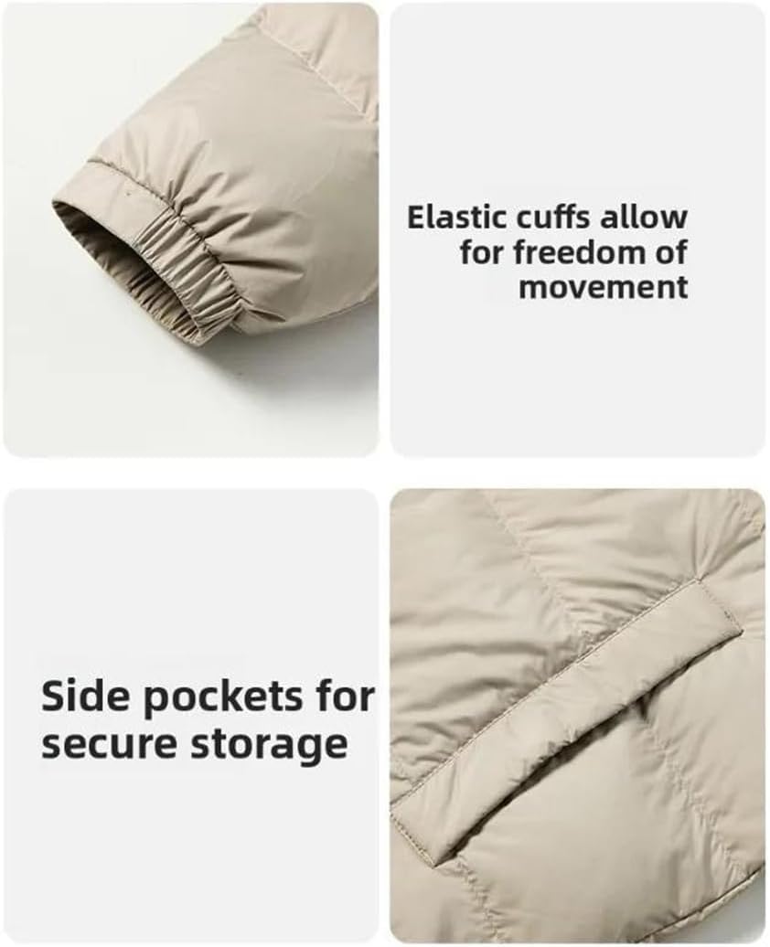 Men's Hooded Long Sleeve Down Jacket Breathable Warm White Duck Down Coat