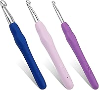 Vista 8 de Ganchos de ganchillo de 3 tamaños, ganchos de ganchillo para manos artríticas, aguja de ganchillo ergonómica de 5.5 pulgadas de largo con mango