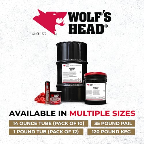 Wolf’s Head Red Grease NLGI #2 (836-88301-91) Premium Tacky Red Grease for Long-Lasting Lubrication, High Temp Protection & Heavy Duty Wheel Bearing/Chassis Use – Made in USA – 14 oz Tube, Pack of 10 - Thumbnail 7