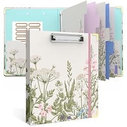 3 Ring Binder 1 Inch, Cute Round Ring Binders with 6 Tab Dividers, Labels Stickers, Low Profile Clipboard with Storage, Fashion Binder School Office Supplies(Garden Flowers)