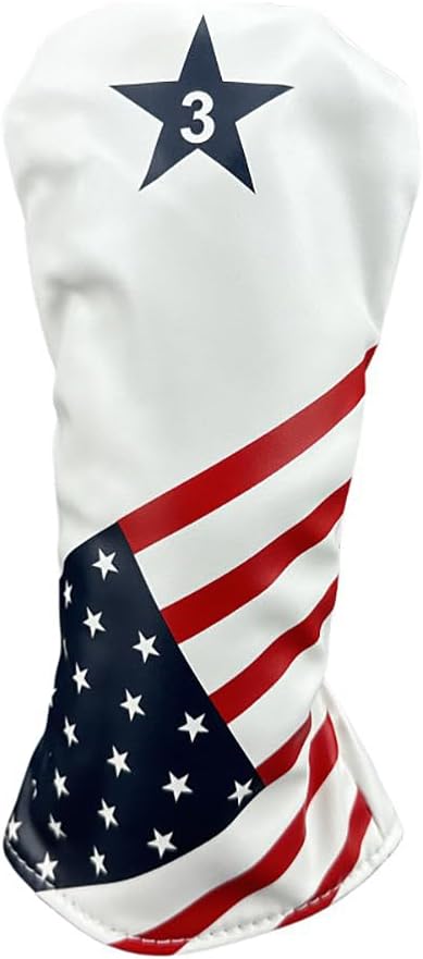 USA Flag-Themed Golf Club Head Covers Set Protective Sleeves for (1/3/5/UT)