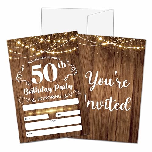 CLIRBE 50th Birthday Invitations with Envelopes