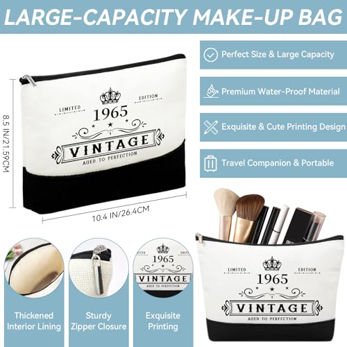 60th Birthday Gifts for Women Her- 3 pcs, Turning 60 Year Old Gifts, Birthday Decorations Canvas Beach Tote Bag & Flannel Blanket, Unique Happy 60th Present for Her Mom Wife Friends3