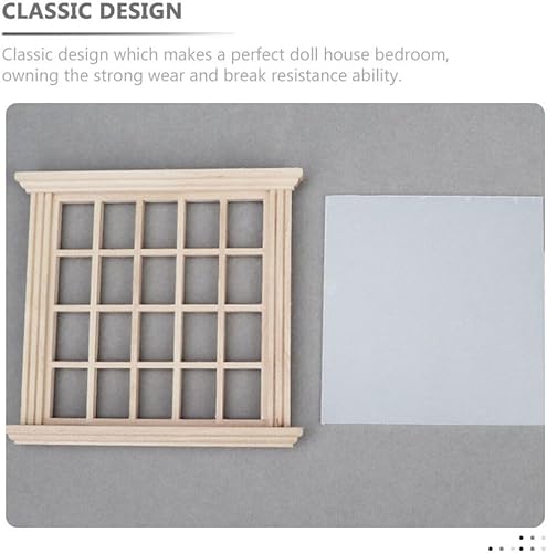 Miniatura 4 de Ventanas de madera para casa de muñecas a escala 1:12, marco de ventana de casa de muñecas de madera, modelo de casa de muñecas, marcos de ventana