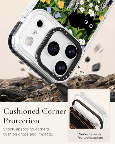 Coque iPhone 17 support MagSafe motif félin et fleur cadeau idéal