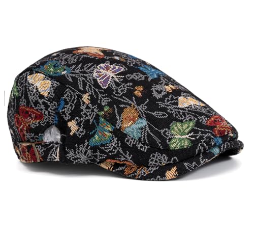 Image of Cotton Newsboy Cap,Breathable Ivy Gatsby Cabbie Beret Hat for Men's Women Driving Hunting Golf