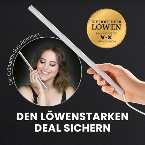 My BEAUTY LIGHT® Glamour Edition 5-in-1 LED-Spiegelleuchte simuliert Tageslicht für strahlende Make-Up Looks | 5 verschiedene Lichteinstellungen, elegantes Design & Textilkabel, einfach anbringbar