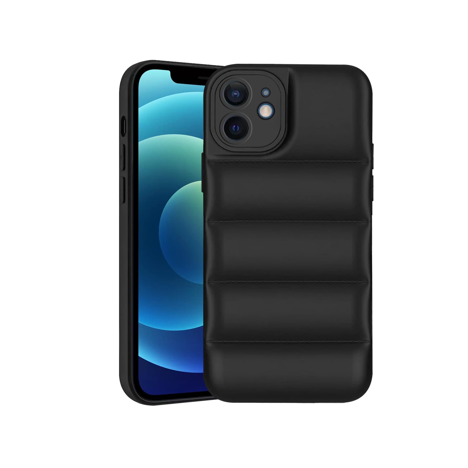 Plus Puffer Case Camera Protection Soft Back Cover for Apple iPhone 12 - Black (B0CQK9N9WC) Amazon Price History, Amazon Price Tracker
