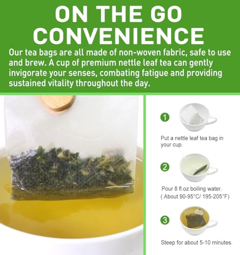 Image of Olvvla - Premium Nettle Leaf Tea - 1.5g X 60 Count - 100% Pure Natural Stinging Nettle Tea Bag - Caffeine-free - Non-GMO - Rich in Antioxidants & Support Bone Health