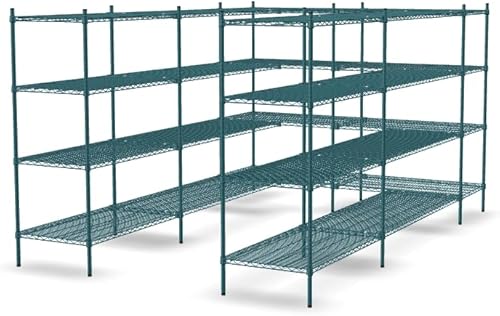 Miniatura 3 de NSF - Kit de estantería de 4 niveles con ganchos en S, unidad de almacenamiento comercial, kit de sistema de estantes organizadores, estantería