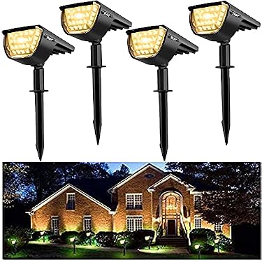 AMAZON - Jior Solar Landscape SpotLights Outdoor 32 LED IP65 Waterproof Solar Powered Wall Lights 2-in-1 Adjustable Lights for Garden Yard Driveway Walkway Pool Patio 4 Pack (Warm White)