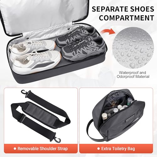 Image of WITZMAN Travel Duffle Bags for Men Gym Bag with Toiletry Bag Sets Carry On Overnight Bag 55L (B696 Silvery Grey)