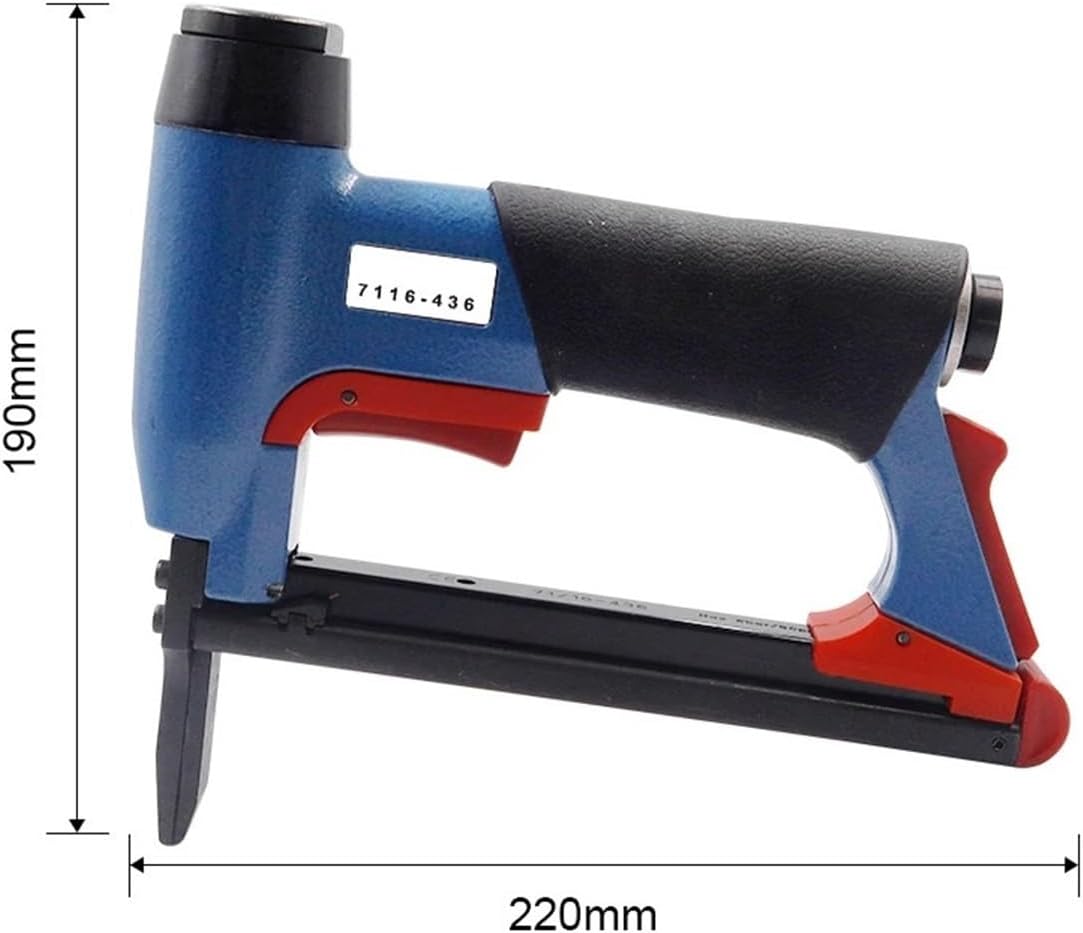 Pneumatic Stapler ，Powered Upholstery Stapler 22 Gauge Pneumatic Upholstery Nailer 7116-436 Extended Mouth Nail Gun 9mm Width Fine Wire Pneumatic Stapler for Upholstery Woodorking Tools