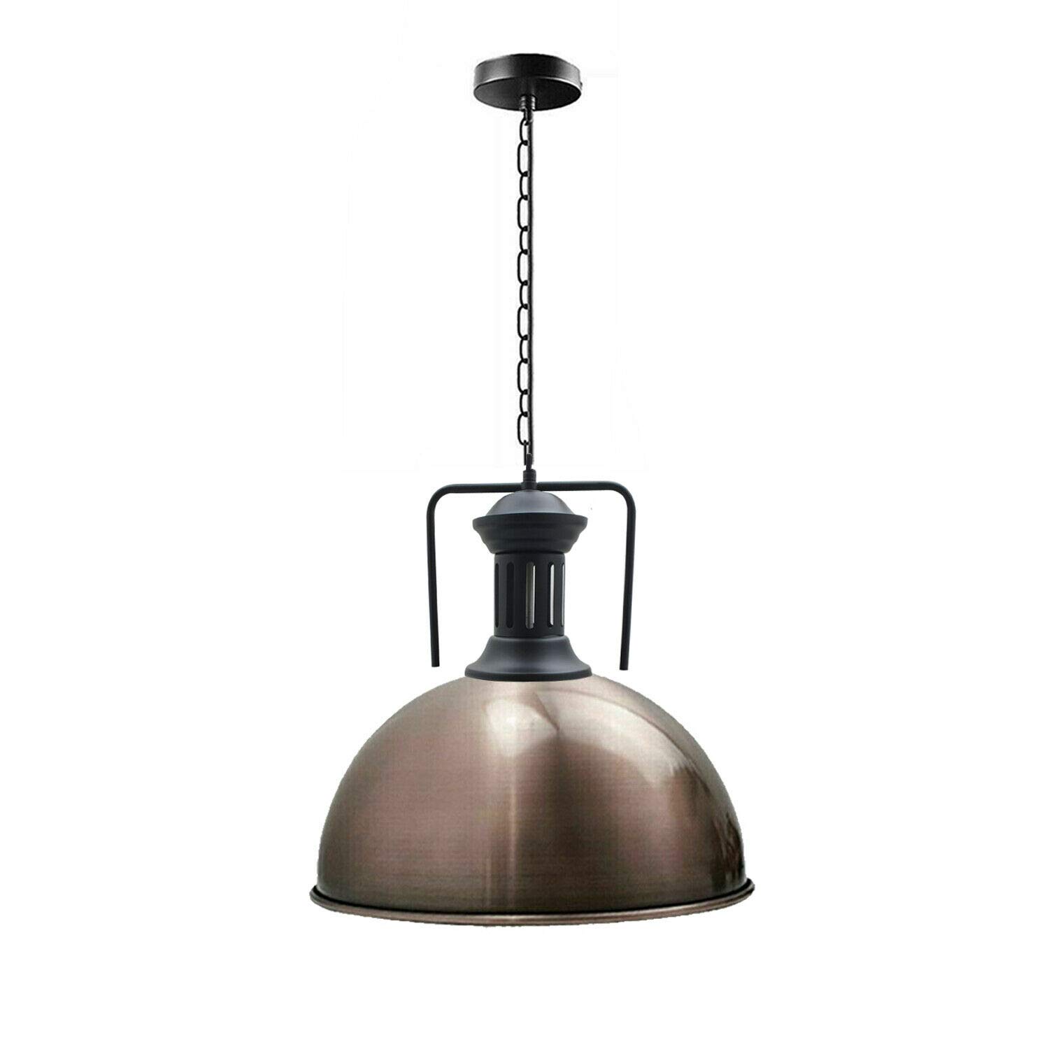 Dc Voltage Satin Nickel Vintage Industrial Dome Pendant Light 30Cm E27 Hanging Lamp