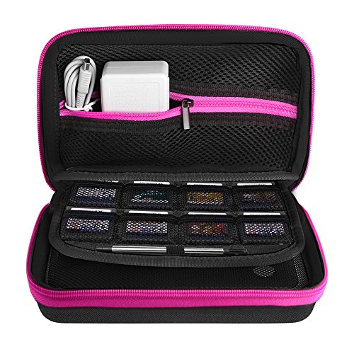 AUSTOR Travel Carrying Case Shell for Nintendo New 3DS XL (Black+Rose)