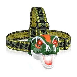 Headlamp LED Headlight T-Rex Head Torch Dinosaur Toys LED Headlamp Flashlight for Kids Realistic Dino Roar Sounds 3…