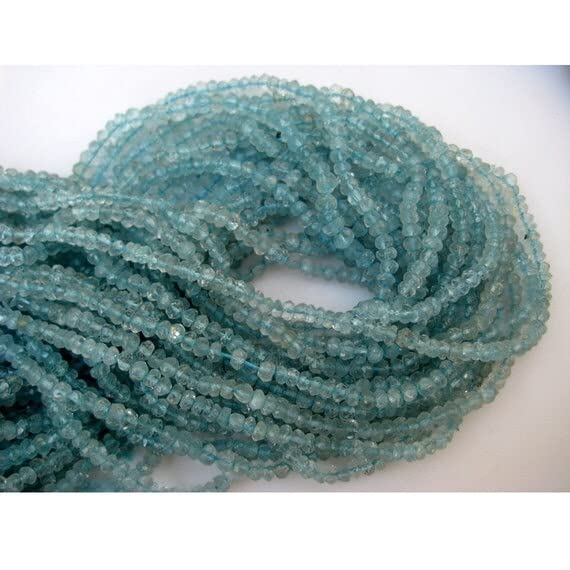 Perles aigue-marine rondelles facettées 3.5mm pour création bijoux DIY en pierres naturelles