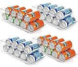Vtopmart 4 Pack Soda Can Organizer for Refrigerator, Fridge Organizer Bins for Freezer, Kitchen, Pantry, Countertops, Cabinets, Clear Plastic Beverage & Canned Food Dispenser