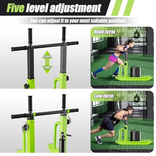 Weight Sled Adjustable Height - Weight Training Pull Sled Gym Equipment for Fitness Strength & Speed Training