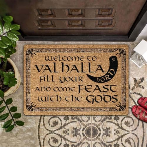 ���փ}�b�g ���@���n���ւ悤���� �p�J��炷�M�t�g�f�R���[�V���� 50×80cm doormat Welcome To Valhalla Fill Your Horn Gift Decor