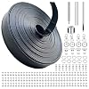 AOUXSEEM 196inches Long Black PU Faux Leather Strip Kit (3/4in Wide) with Rivets Snap Buttons Setting Tools, Constant Roll for Hanging Belt Making DIY Purse Strap Dog Collar Lanyard Crafts