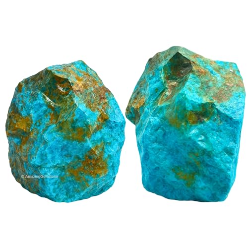 Amazing Gemstone Chrysocolla Shattuckite Raw Crystals and Healing Stones, Natural Rocks for Tumbling - DIY Raw Stones and Crystals, 2 Pieces
