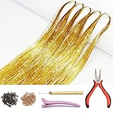Hair Tinsel Kit with Tools and Instruction Easy to Use 1000 Strands 47 Inches Glitter Tinsel Hair Ex