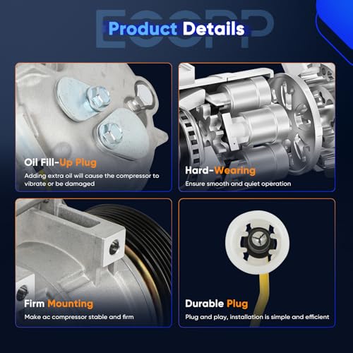 Image of ECCPP AC Compressor for Volvo C70 S40 S70 V40 1.9L 2.3L 2.4L 1999-2004 | Fast Cooling AC Compressor with Clutch