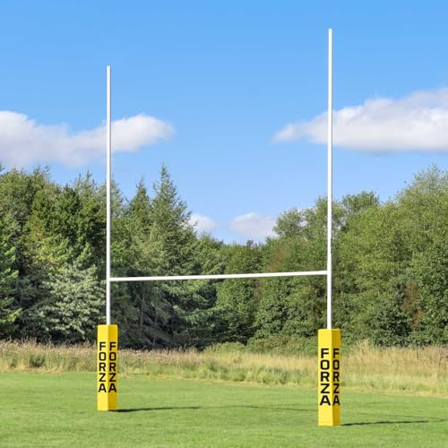 FORZA Alu80 Hinged Rugby Goal Posts – Professional Aluminum Rugby Posts with Hinged Ground Sockets & Powder-Coated Finish (Junior 26ft, Single)