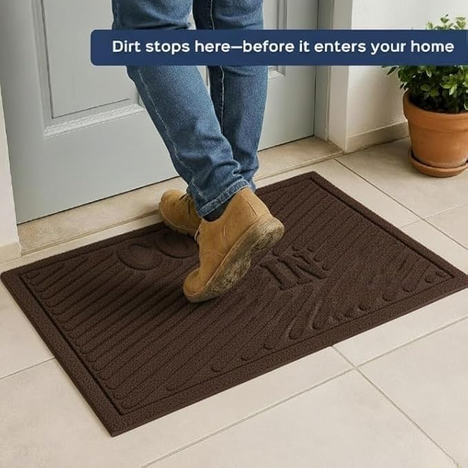 Image of Come in Welcome Door Mat for Entrance | Non-Slip Rubber Backed Doormat for Home, Office & Bathroom | 60 x 40 cm (Brown)