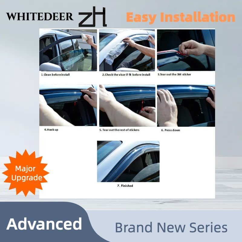 Fits for Tesla Model Y 2019 2020 2021 2022 2023 2024 2025 Ultra-Sleek Carbon Fiber Window Rain Guards Side Window Sun Rain Deflector Visor Ultra-Thickened……