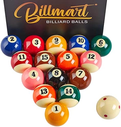 Billmart Premium Billiard Balls Pool Table Accessories 2-1/4" Regulation Size 16 Pool Balls Billiard Set