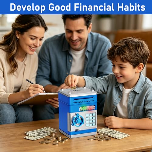 Image of Refasy Piggy Bank Cash Coin Can ATM Bank Electronic Coin Money Bank for Kids Age 3-12, Money Savings Box Mini ATM Coin Bank Toys Gifts for 3 4 5 6 7 8 9 10 11 12 Year Old Boys Girls