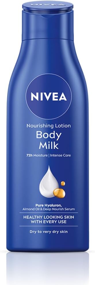 NIVEA Nourishing Body Milk 200ml Body Lotion with Deep Moisture Serum | 48 H Moisturization | With 2X Almond Oil | Smooth and Healthy Looking Skin |For Very Dry Skin