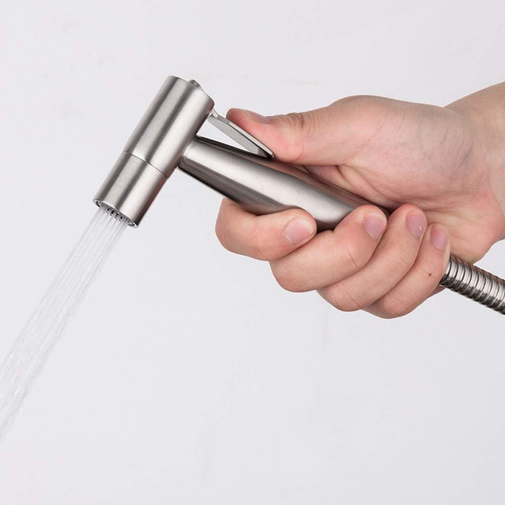 Hand Held Bidet Sprayer Single Cold Sprayer Kit Stainless Steel Bathroom Cloth Diaper Washer Portable Rust Proof Shower Sprayer Head with 1.5 m Shower Hose