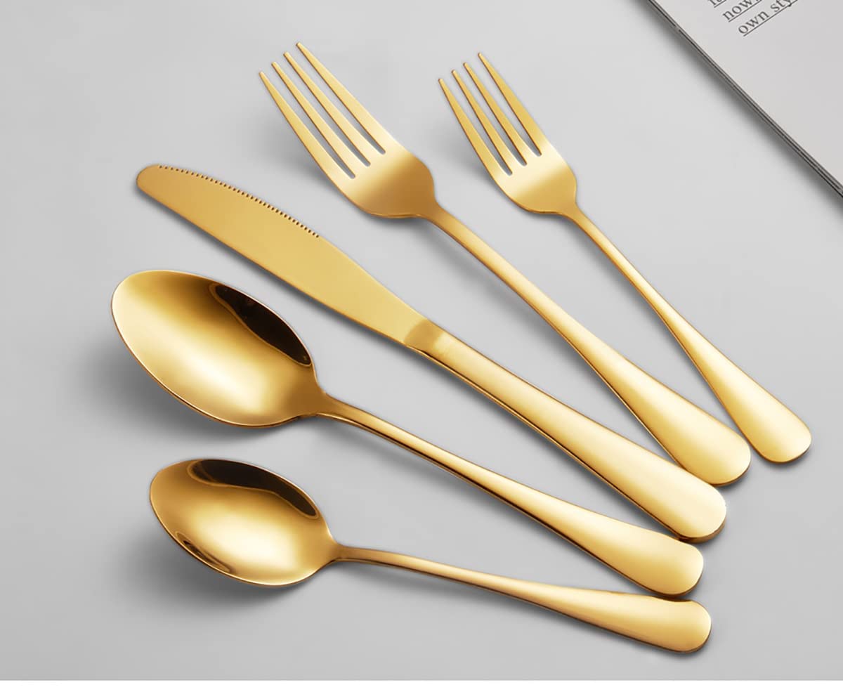 Matte Farbe Besteck-Set für 4, 20-teiliges Edelstahl-Besteck-Set für Zuhause, Küche, Restaurant, Hotel, Küchenutensilien-Set, hochglanzpoliert, Luxuriöses Besteck