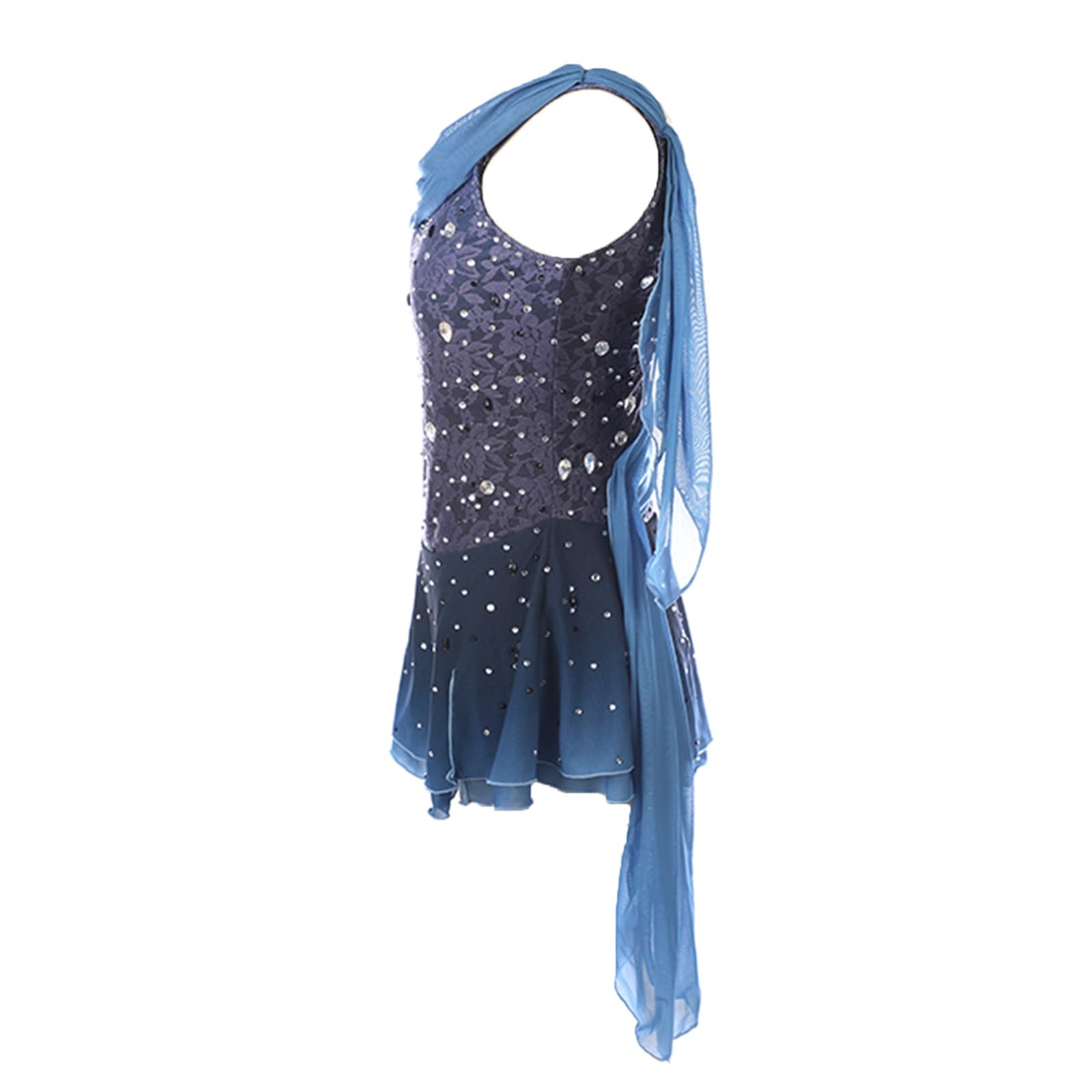 Robe De Patinage Sur Glace for Femmes, Vêtements De Danse Lyrique, Costume En Spandex, Sans Manches, Tenue D'entraînement De Patinage Sur Glace