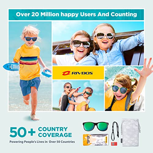 Rivbos Kids Sunglasses Boys With Strap Polarized Rubber Flexible Shades For Toddler And Children Age 3-10 Rbk004-2 Black Ice Green Lens #TOP5