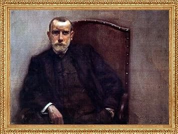 Art Oyster Cecilio Pla y Gallardo Retrato de Hombre - 18" x 27" Premium Canvas Print with Antique Gold Finish Frame
