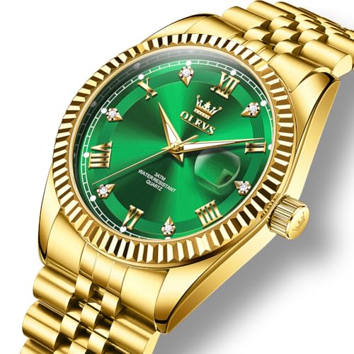 Image of OLEVS Watch for Men Stainless Steel Quartz Business Dress Diamond Large Dial Waterproof Mens Watches with Date Wrist Watch