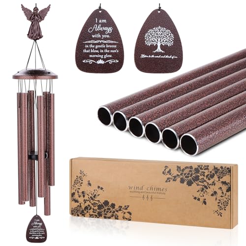 Image of Angel Memorial Wind Chimes for Loss of Loved One Memorial Gifts Aluminum Tubes Wind Chime for Garden Yard Home Outdoor Indoor, Sympathy Condolence Bereavement Gift for Lose of Mum Dad