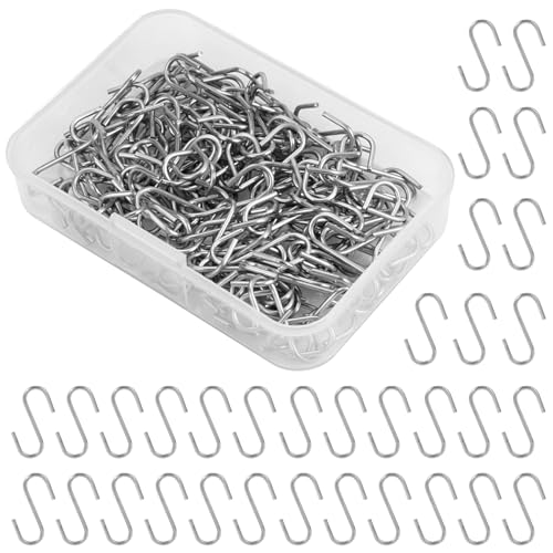 HIKPACKER 150 Stück Mini S Haken Edelstahl, 2cm S-förmige Draht Haken Kleine Haken zum Einhängen Klein, Kleine Drahthakenmit Aufbewahrungsbox, für DIY Handwerk, Schmuck, Hängende, Schlüsselanhänger