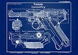 UpCrafts Studio Design P08 Luger German Pistol Blueprint - P-08 Luger 9mm Gun Patent Print (11.7x16.5, Blue)