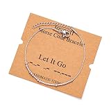 Picture of Morse Code Bracelets for Women Let It Go Funny Inspirational Jewelry Christmas Birthday Gifts for Her Mom Daughter Sister Best Friend Handmade Fashion Trendy Dainty Chain Bangle