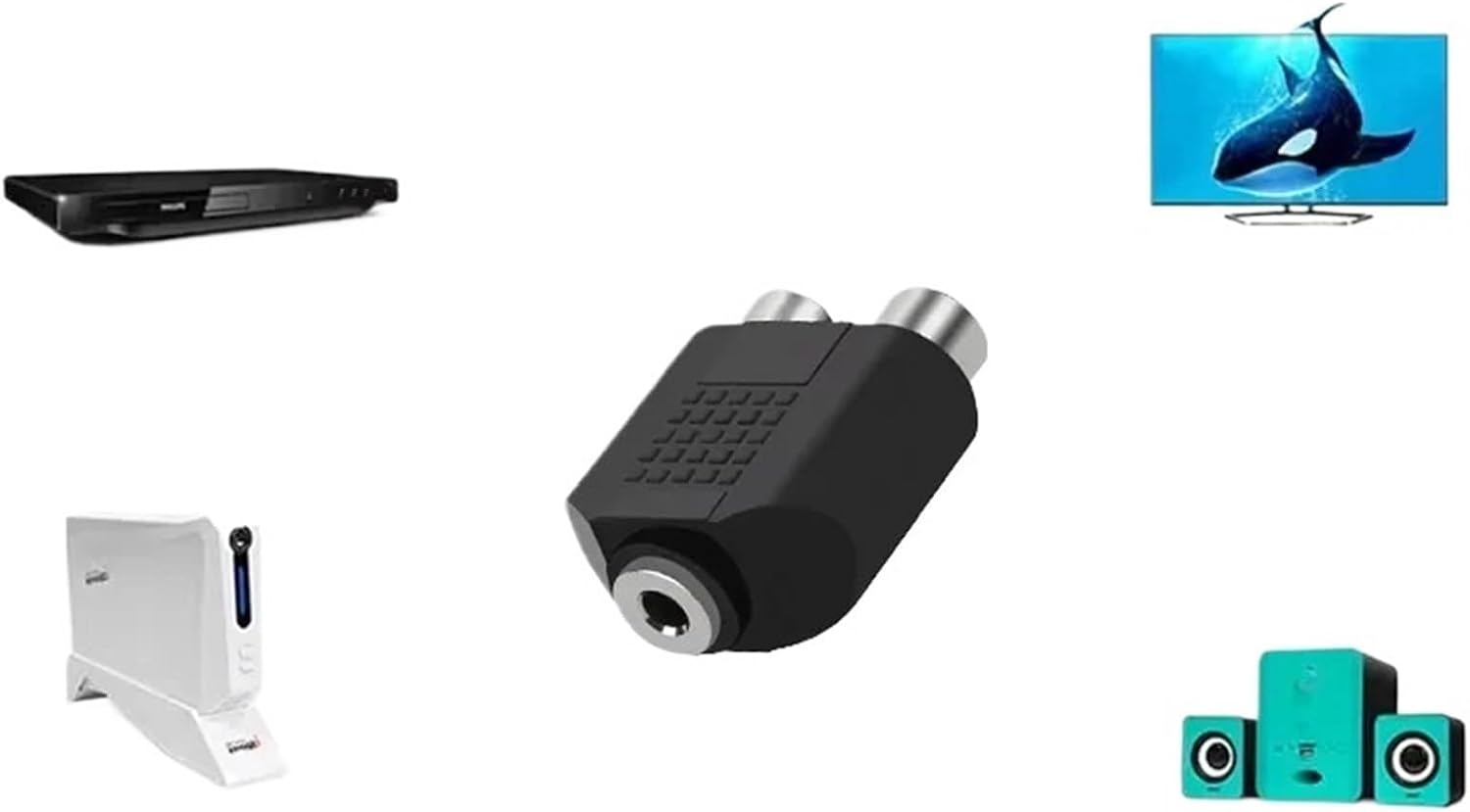 5/20/100PCS 3.5mm Jack to 2 Female to Female Audio Stereo Connector Adapter(100PCS)